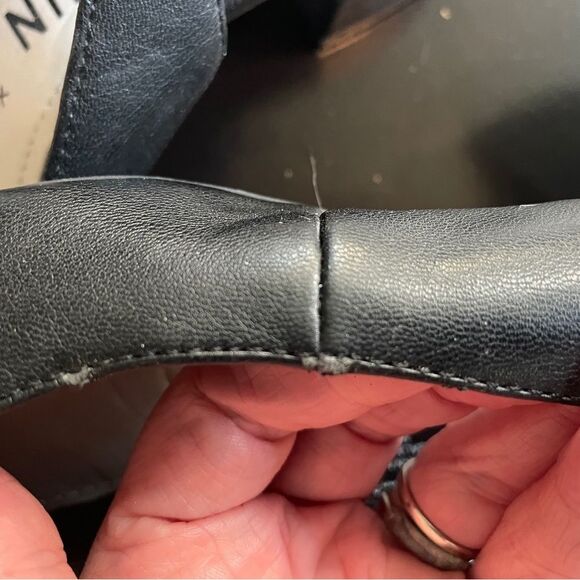 Anne Klein iFlex Black Pointed Toe Sling Back Flats Short Wedge Heels 7M - Picture 5 of 7